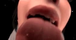 Asian babe licks camera'