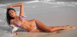 Jessica Gomes tiny bikini on beach'