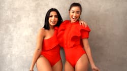 Friends dancing in red'