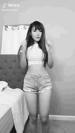 ItsEunChae dancing like a k-pop star, sexy Korean babe with hot legs, thighs, and hips'