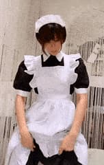 Asian maid flashing panties and stockings'