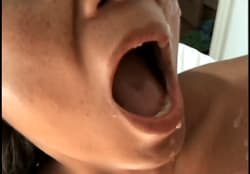 Cutesexyazn proudly shows her cum covered face'