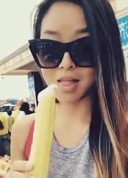 Korean-American demonstrating how she'd suck cock'